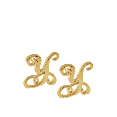 Monogram Stud Earrings in 18K Gold Plating