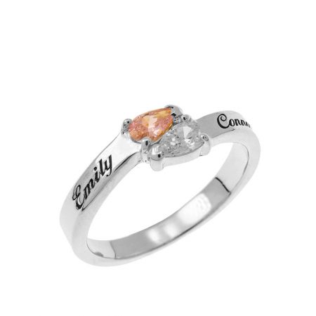 Mothers' Ring with Two Birthstones in 925 Sterling Silver