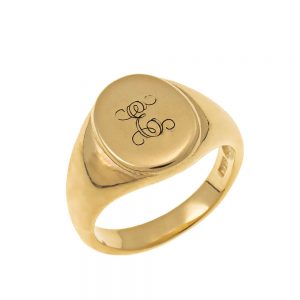 Oval Signet Ring with Monogram gold