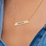 Personalized Bar Necklace with Birthstone-2