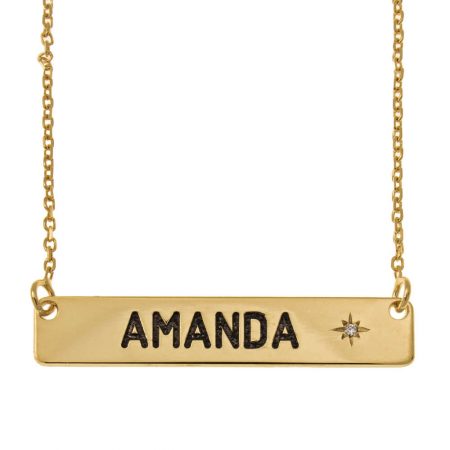 Personalized Bar Necklace with Birthstone in 18K Gold Plating