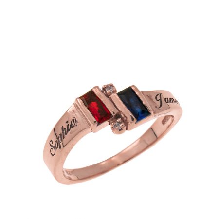 Personalized Birthstone Promise Ring in 18K Rose Gold Plating