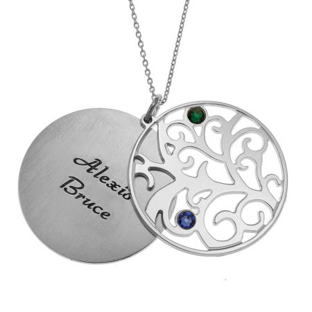 Family Tree Necklace with Names-2 in 925 Sterling Silver