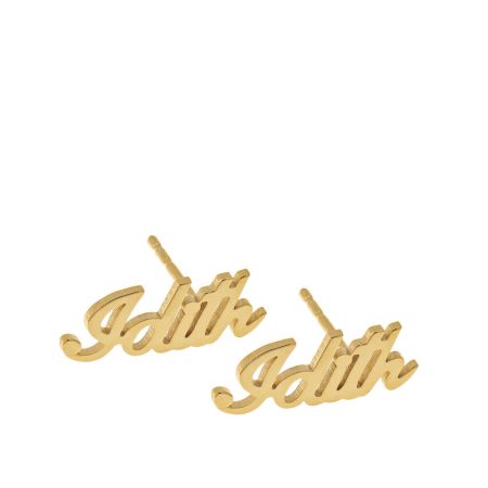 Personalized Name Stud Earrings in 18K Gold Plating