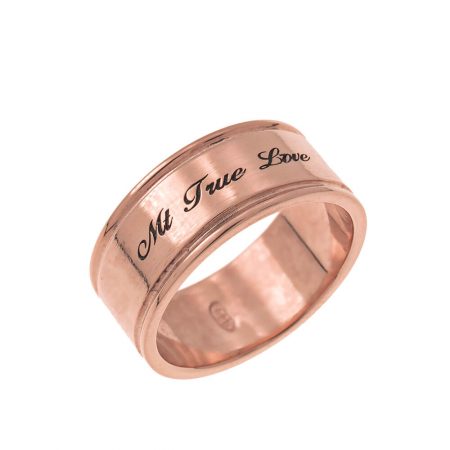 Personalized Wide Name Ring in 18K Rose Gold Plating