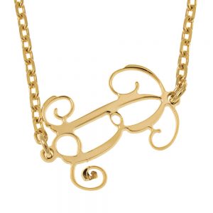 Sideways Initial Monogram Necklace gold