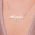 Small Classic Box Name Necklace with Pearl-2