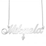 Small Classic Box Name Necklace with Pearl