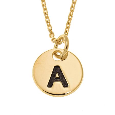 Initial Disc Necklace in 18K Gold Plating