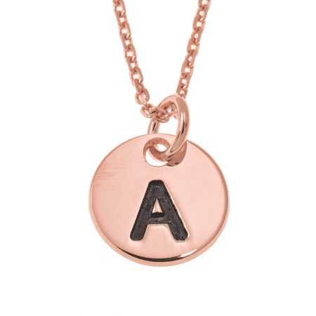 Initial Disc Necklace in 18K Rose Gold Plating