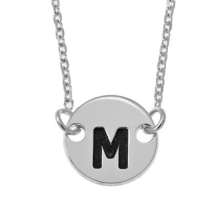 Small Initial Disc Pendant Necklace in 925 Sterling Silver