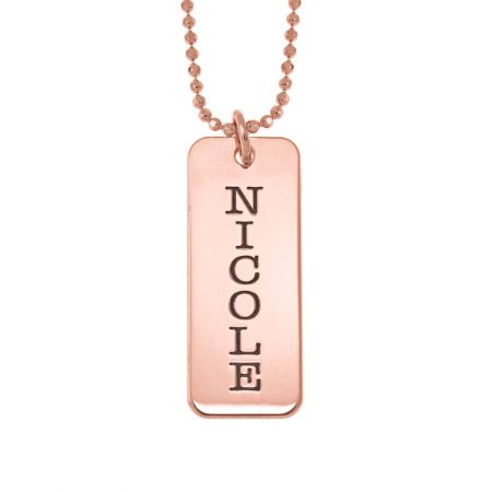 Vertical Nameplate Necklace in 18K Rose Gold Plating