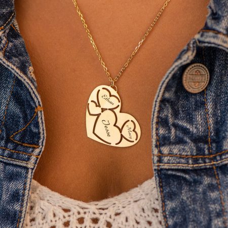 Heart Necklace Engraved Names-1