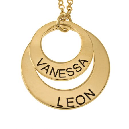 2 Circle Necklace with Names in 18K Gold Plating