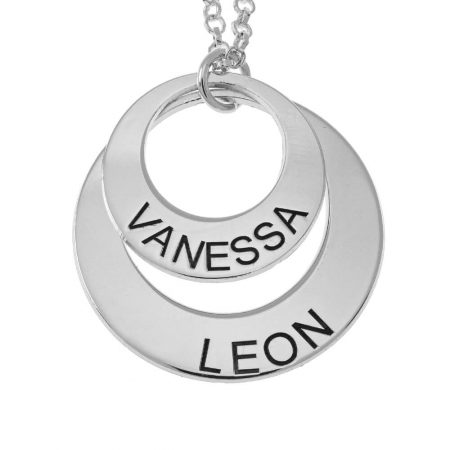 2 Circle Necklace with Names in 925 Sterling Silver