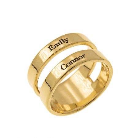 Two Names Ring in 18K Gold Plating