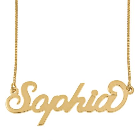Carrie Name Necklace with Box Chain in 18K Gold Plating