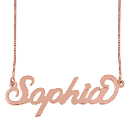 Carrie Name Necklace with Box Chain in 18K Rose Gold Plating