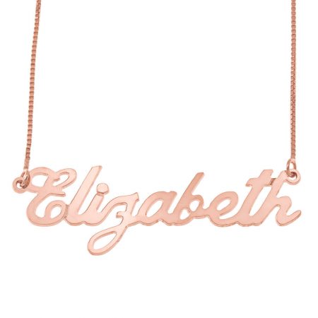 Carrie Style Box Name Necklace in 18K Rose Gold Plating