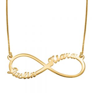 Infinity 2 Names Necklace gold