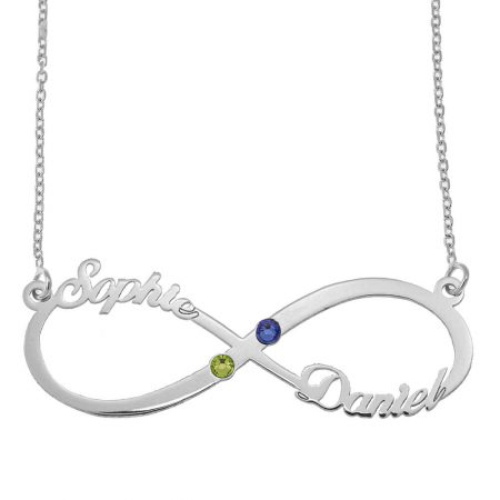 Infinity Birthstone Necklace in 925 Sterling Silver