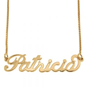 Small Carrie Name Necklace with Box Chain gold