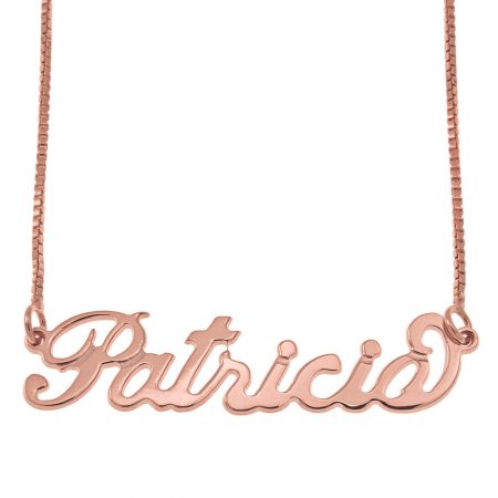 Carrie Name Necklace in 18K Rose Gold Plating