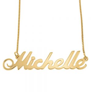 Small Justin Classic Name Necklace with Box Chain gold