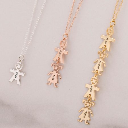 Vertical Mother’s Necklace with Kids-4