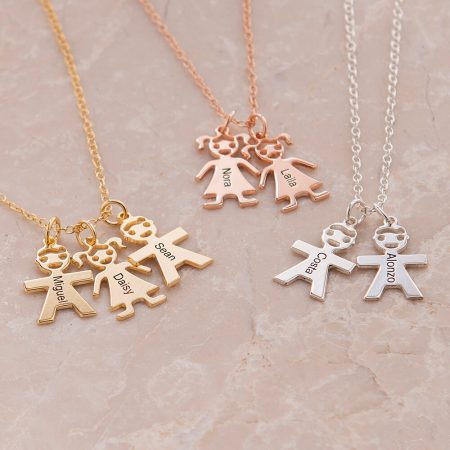 Personalized Horizontal Mother’s Necklace with Kids-2