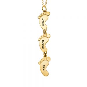 Vertical Baby Feet Necklace gold