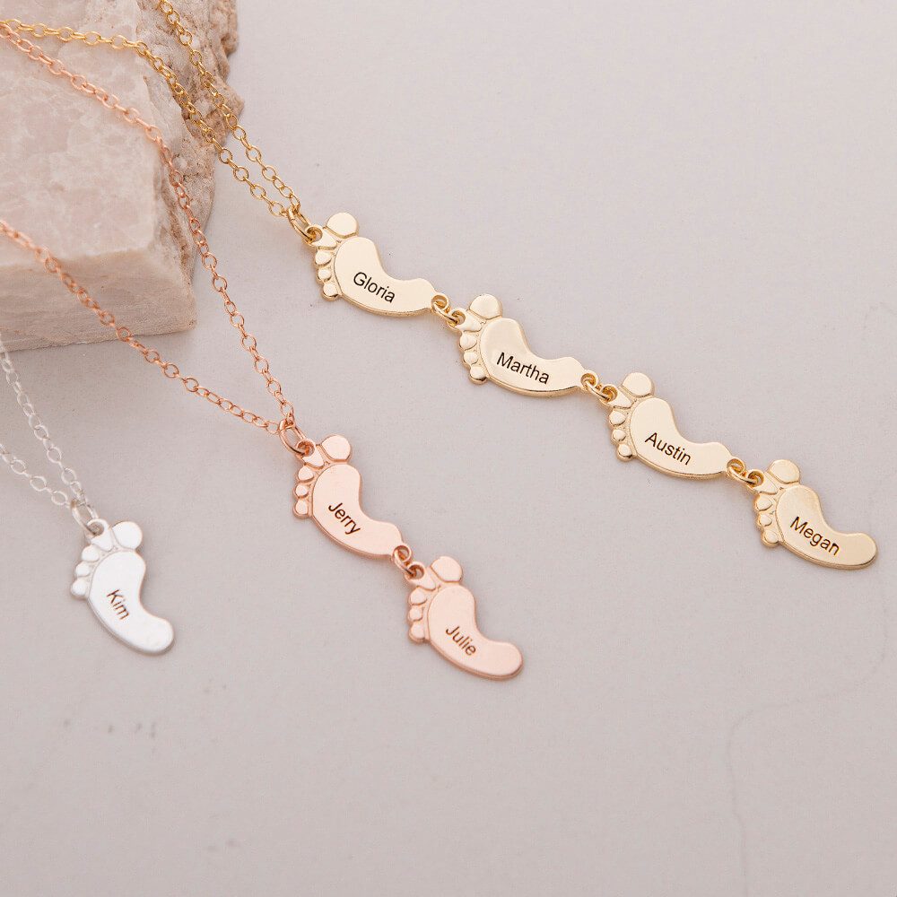 Vertical Baby Feet Necklace-3
