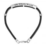 White Zircon Inlay Leather Bracelet for Men-1
