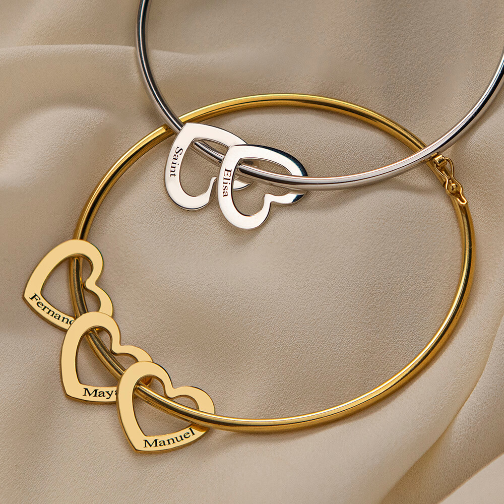 Bangle Bracelet with Heart Charms lifestyle