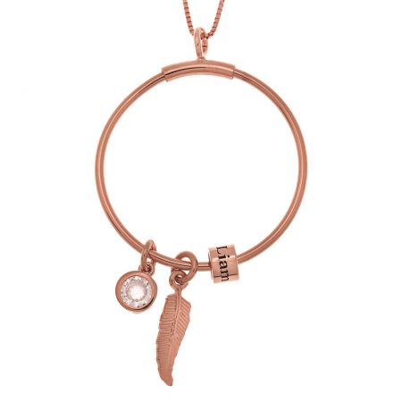 Circle Necklace with Name Beads-1 in 18K Rose Gold Plating