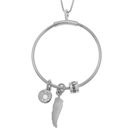 Circle Necklace with Name Beads-1 in 925 Sterling Silver