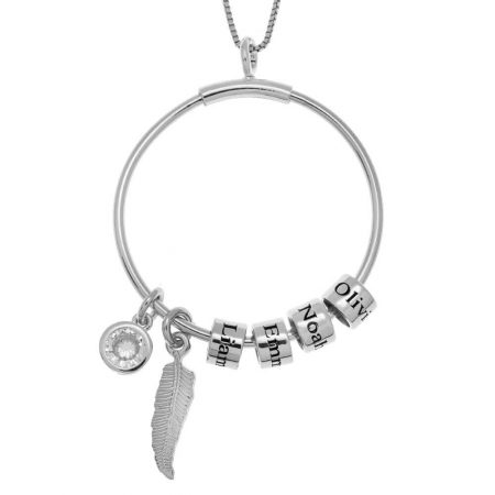 Circle Necklace with Name Beads in 925 Sterling Silver