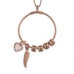 Circle Necklace with Name Beads, Feather and Inlay Heart