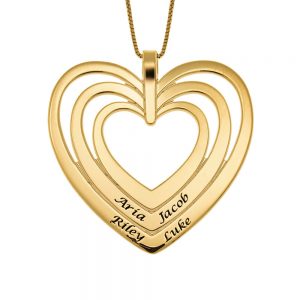 Engraved Family Heart Necklace gold