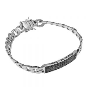 Inlay Gourmette Bracelet For Men silver