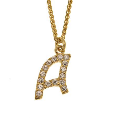 cz Initial Necklace in 18K Gold Plating
