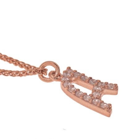 cz Initial Necklace-1 in 18K Rose Gold Plating