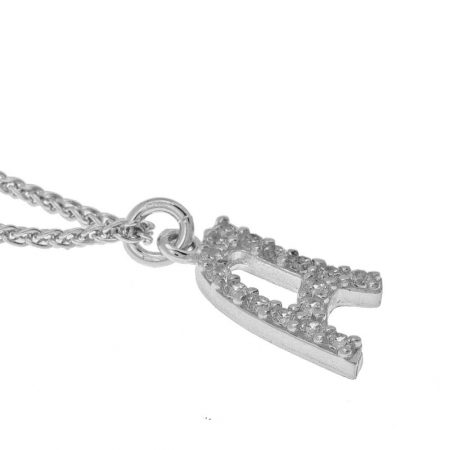 cz Initial Necklace-1 in 925 Sterling Silver