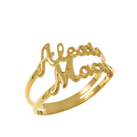 Cut Out 2 Names Ring in 18K Gold Plating