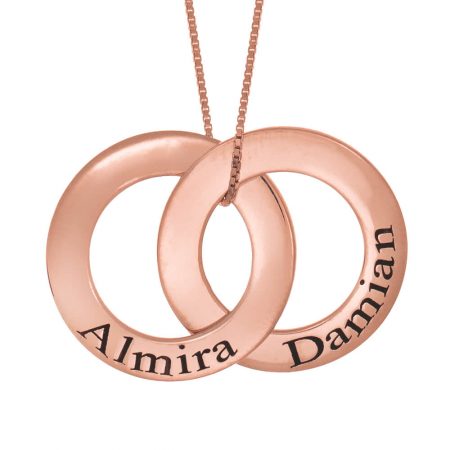 Russian Ring Mother Necklace with 2 Rings in 18K Rose Gold Plating