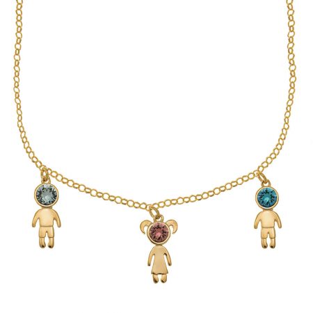 Birthstone Kids Charms Necklace in 18K Gold Plating