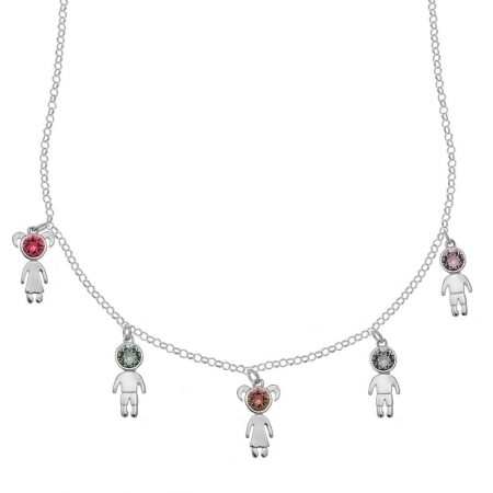 Birthstone Kids Charms Necklace-1 in 925 Sterling Silver