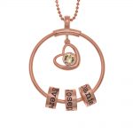 Circle Necklace With Name Beads and Heart Charm