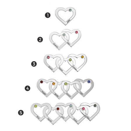 Personalized Four Intertwined Hearts and Birthstones Necklace-4