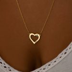 Engraved Heart and Birthstone Necklace-1